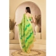 Generic Women's Linen Cotton Printed Ready To Wear Saree With Unstitched Blouse 5.5 Mtr (Lime)