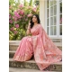 Generic Women's Linen Cotton Printed Saree With Unstitched Blouse 5.5Mtr (Pink)