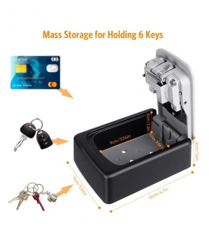 Generic Wall-Mounted ABS Plastic Key Lock Box (Grey-Black )