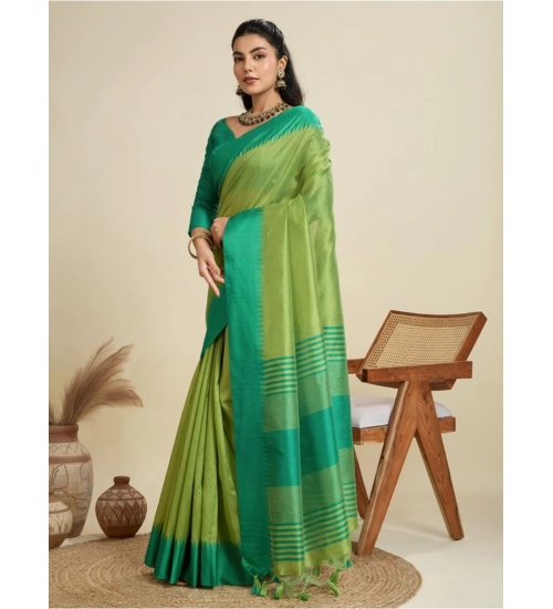 Generic Women's Raw_Silk Woven Saree With Unstitched Blouse 5.5Mtr (Parrot_Green) Generic Women's Raw_Silk Woven Saree With Unstitched Blouse 5.5Mtr (Parrot_Green)