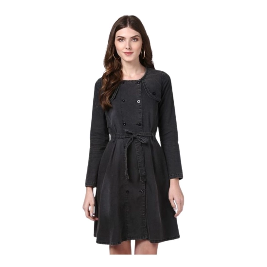 Generic Women's Denim Washed Long Sleeves Dress (Black) Generic Women's Denim Washed Long Sleeves Dress (Black)