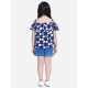 Generic Girl's Rayon Solid Cold Shoulder Top with Shorts (Navy Blue)
