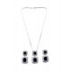 Generic Women's Brass Silver Plated Pendant Set (Blue)