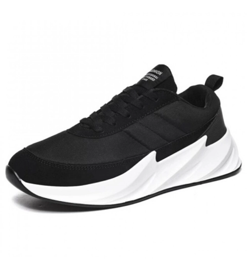 Generic Men's Casual Synthetic Lace-ups Casual Shoes (Black)