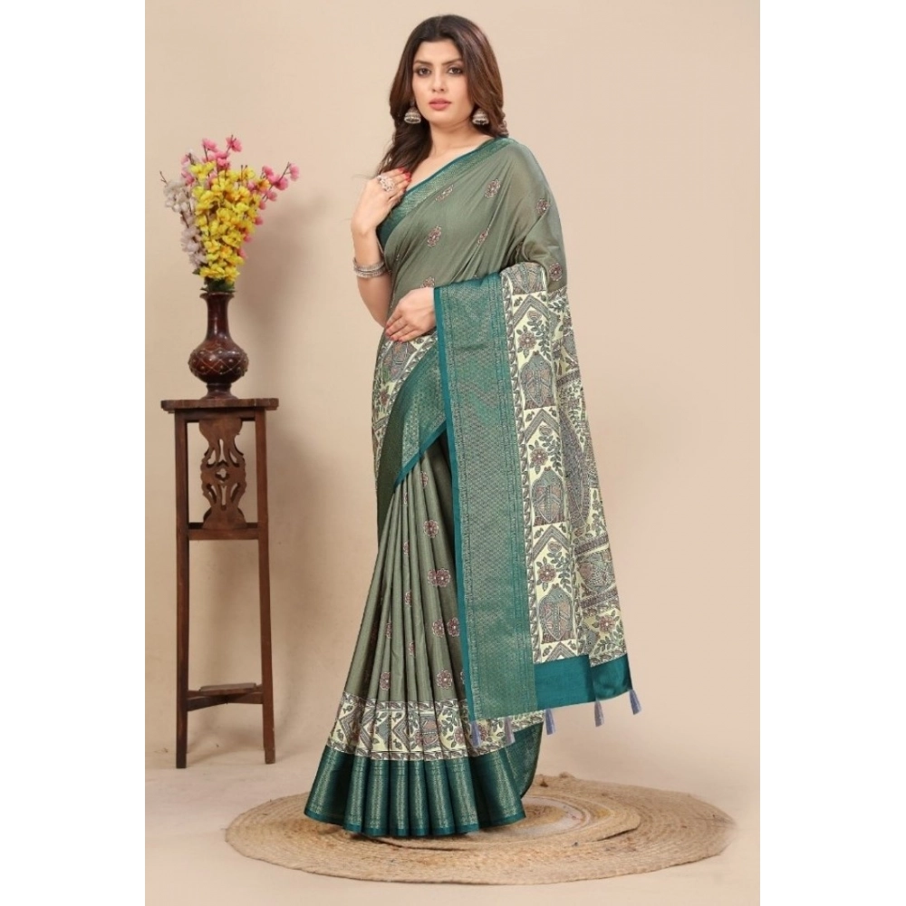 Generic Women's Cotton Silk Printed Saree With Unstitched Blouse 5.5Mtr (Multicolor) Generic Women's Cotton Silk Printed Saree With Unstitched Blouse 5.5Mtr (Multicolor)