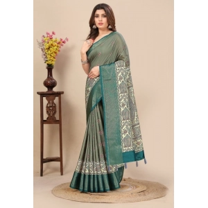 Generic Women's Cotton Silk Printed Saree With Unstitched Blouse 5.5Mtr (Multicolor)