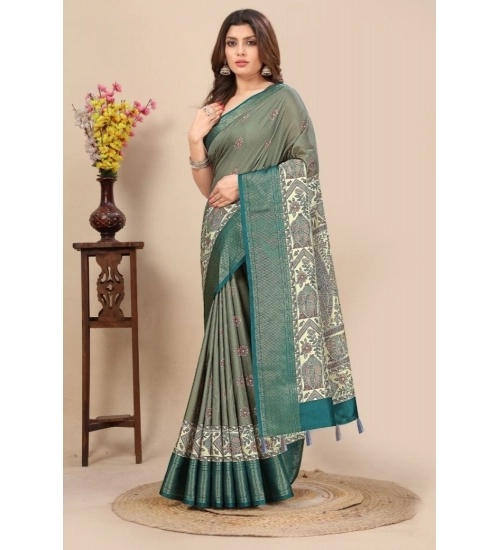 Generic Women's Cotton Silk Printed Saree With Unstitched Blouse 5.5Mtr (Multicolor) Generic Women's Cotton Silk Printed Saree With Unstitched Blouse 5.5Mtr (Multicolor)