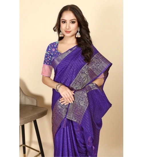 Generic Women's Cotton Blend Checkered Saree With Unstitched Blouse 5.5Mtr (Royal Blue) Generic Women's Cotton Blend Checkered Saree With Unstitched Blouse 5.5Mtr (Royal Blue)