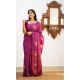 Generic Women's Litchi silk Printed Saree With Unstitched Blouse (Dark Pink)
