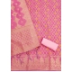 Generic Women's Banarasi Silk Printed Unstitched Salwar Suit Material With Dupatta (Pink, 3Mtrs)