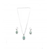 Generic Women's Brass Silver Plated Pendant Set (Turquoise)