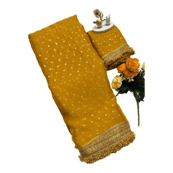 Generic Women's Silk Embellished Saree With Unstitched Blouse 5.5Mtr (Yellow) Generic Women's Silk Embellished Saree With Unstitched Blouse 5.5Mtr (Yellow)