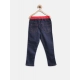 Generic Girl's Denim Ribbed Elasticated Jeans (Red-Blue) Generic Girl's Denim Ribbed Elasticated Jeans (Red-Blue)