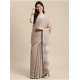 Generic Women's Linen Cotton Printed Saree With Unstitched Blouse 5.5Mtr (Beige)