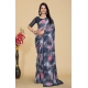 Generic Women's Georgette Printed Saree With Unstitched Blouse 5.5Mtr (Grey-Pink)
