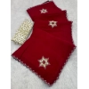 Generic Women's Chiffon Butti Dotted Saree With Unstitched Blouse 5.5Mtr (Red)