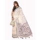 Generic Women's Linen Cotton Printed Saree With Unstitched Blouse 5.5Mtr (Off White)