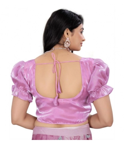 Generic Women's Jimmy Solid Designer Neck Elastic Sleeve Readymade Blouse (Light Pink 38 , Alterable up to 42)-PID65830