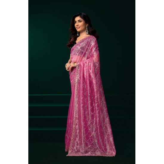 Generic Women's Net Sequence Saree With Unstitched Blouse 5.5Mtr (Light Pink) Generic Women's Net Sequence Saree With Unstitched Blouse 5.5Mtr (Light Pink)