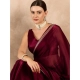 Women's Jimmy Choo solid Saree With Unstitched Blouse 5.5Mtr (Wine )