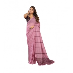 Generic Women's Linen Cotton Printed Ready To Wear Saree With Unstitched Blouse 5.5 Mtr (Light_Pink)