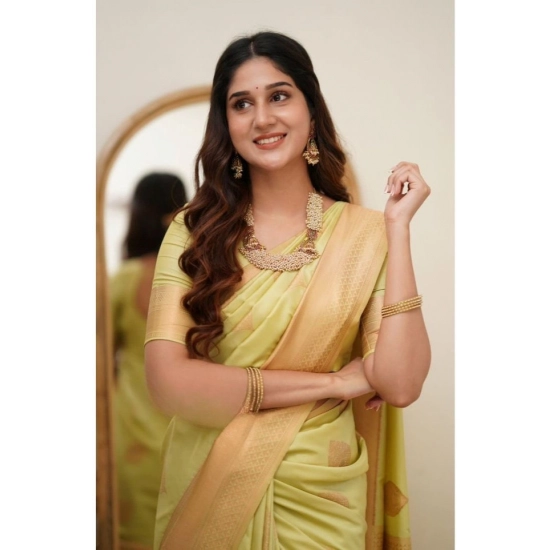 Generic Women's Soft Litchi Silk Jacquard Work Saree With Unstitched Blouse 5.5Mtr (Light Green) Generic Women's Soft Litchi Silk Jacquard Work Saree With Unstitched Blouse 5.5Mtr (Light Green)
