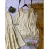 Generic Women's Silk Embroidered 3/4th Sleeve V-Neck Kurti With Sharara Pant and Dupatta Set (Cream & Yellow) Generic Women's Silk Embroidered 3/4th Sleeve V-Neck Kurti With Sharara Pant and Dupatta Set (Cream & Yellow)