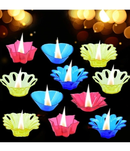 Generic Pack Of 2_Floral Diya Set – Multi-Color Tea Light Holders Set of 12 (Color: Assorted )