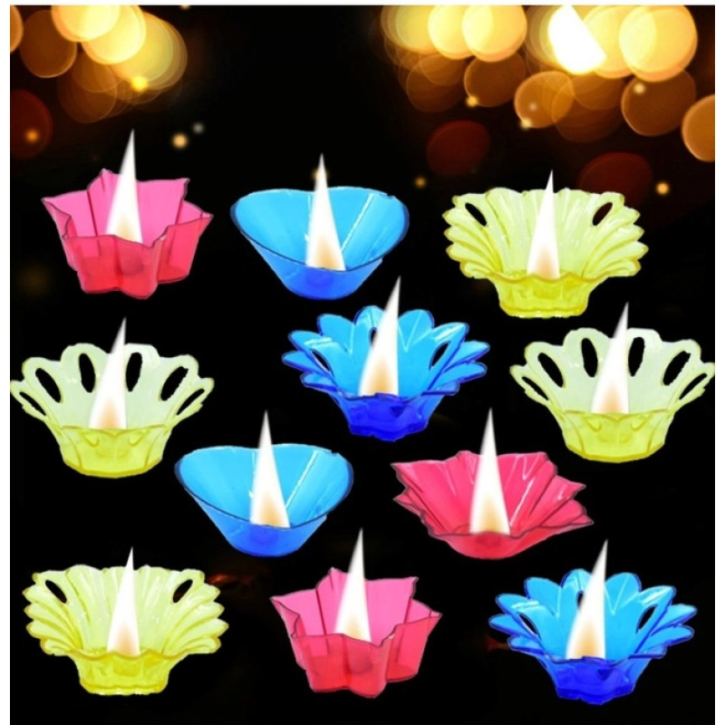 Generic Pack Of 2_Floral Diya Set – Multi-Color Tea Light Holders Set of 12 (Color: Assorted )