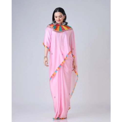 Women's Soft Crepe Silk Printed Ready To Wear Saree With Unstitched Blouse 5.5Mtr (Pink) Women's Soft Crepe Silk Printed Ready To Wear Saree With Unstitched Blouse 5.5Mtr (Pink)