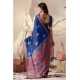 Generic Women's Georgette Printed Saree With Unstitched Blouse 5.5Mtr (Blue)