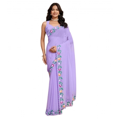Generic Women's Georgette Printed Saree With Unstitched Blouse 5.5Mtr (Lavender) Generic Women's Georgette Printed Saree With Unstitched Blouse 5.5Mtr (Lavender)