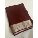 Generic Women's Vichitra Silk Printed Saree With Unstitched Blouse 5.5Mtr (Brown)