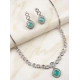 Generic Women's Brass Silver Plated Necklace set (Turquoise) Generic Women's Brass Silver Plated Necklace set (Turquoise)