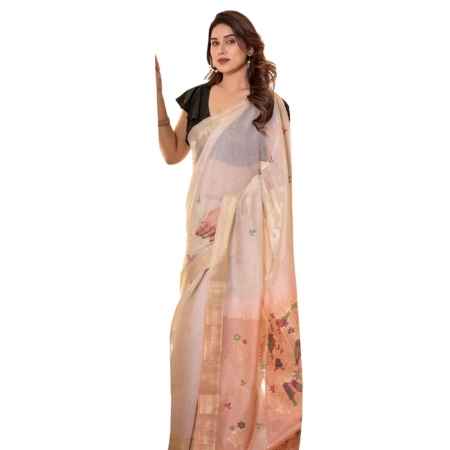 Generic Women's Blended_Cotton Woven_Motifs Saree With Unstitched Blouse 5.5Mtr (Peach) Generic Women's Blended_Cotton Woven_Motifs Saree With Unstitched Blouse 5.5Mtr (Peach)