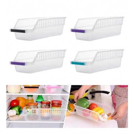 Generic Plastic Fridge Space Saver Rack Organizer – (Color: Assorted )