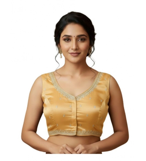 Generic Women's Zimmi Choo Sequin Work V-Neck Padded Blouse (Beige 38 Ready (Self Alterable 36–40)