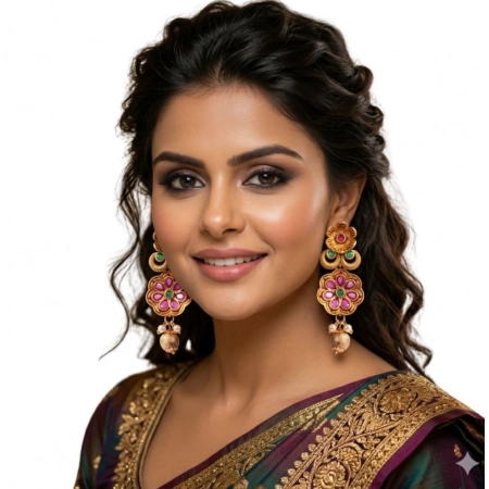 Generic Women's Zinc Alloy Gold Plated Jhumka Earrings (Multicolor) Generic Women's Zinc Alloy Gold Plated Jhumka Earrings (Multicolor)