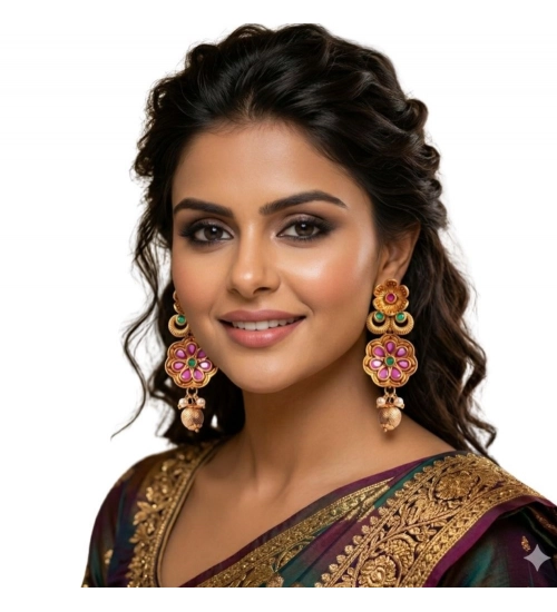 Generic Women's Zinc Alloy Gold Plated Jhumka Earrings (Multicolor) Generic Women's Zinc Alloy Gold Plated Jhumka Earrings (Multicolor)
