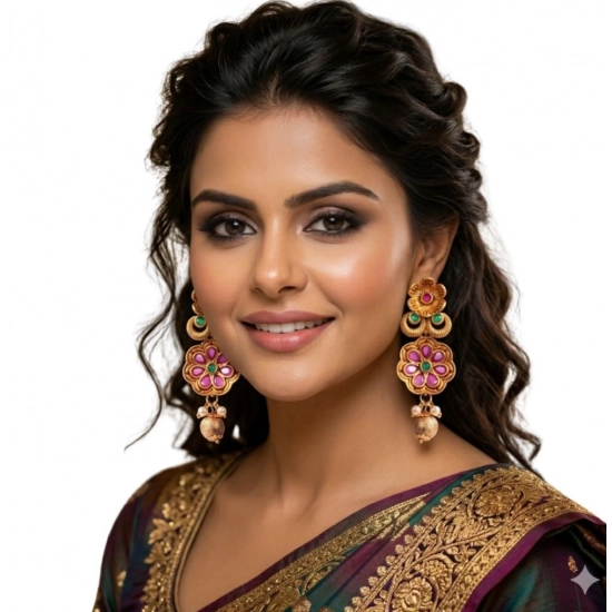 Generic Women's Zinc Alloy Gold Plated Jhumka Earrings (Multicolor) Generic Women's Zinc Alloy Gold Plated Jhumka Earrings (Multicolor)