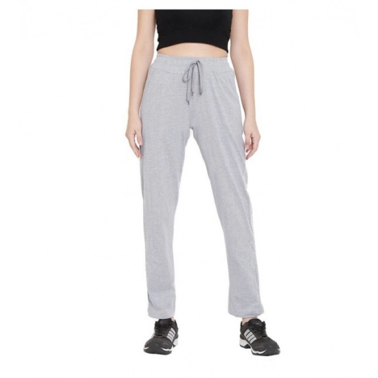 Generic Women's Cotton Solid Elasticated Track Pants (Light Grey)