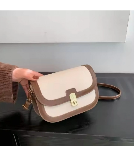 Generic Women's PU Leather Zipper Sling Bag (Beige)