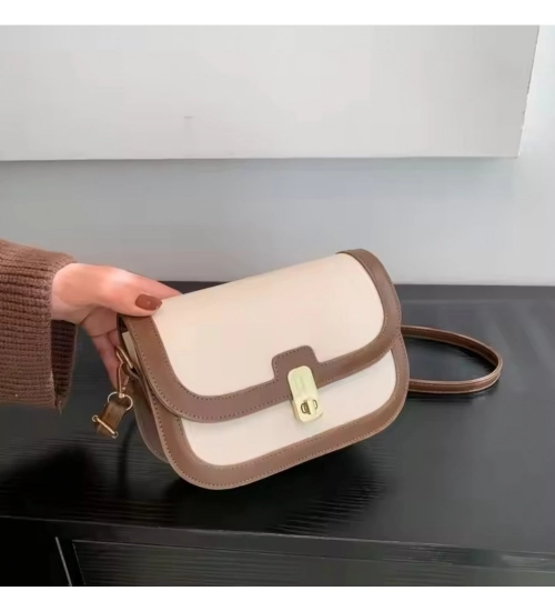 Generic Women's PU Leather Zipper Sling Bag (Beige)