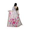 Generic Women's Georgette Floral Printed Saree With Unstitched Blouse 5.5Mtr (Beige)