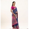 Generic Women's Faux_Banarasi Woven Motifs Saree With Unstitched Blouse 5.5Mtr (Navy_Blue)