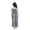 Generic Girl's Rayon Striped Sleeveless Jumpsuit (Blue)