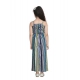 Generic Girl's Rayon Striped Sleeveless Jumpsuit (Blue)