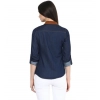 Generic Women's Denim Cotton based Solid Long Sleeves Shirt (Blue)
