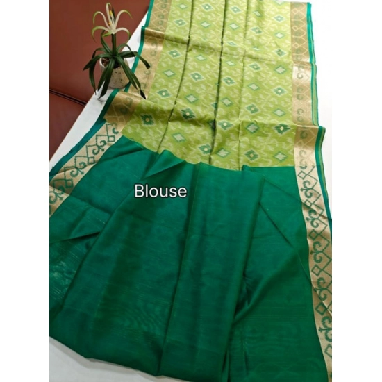 Generic Women's Raw Silk Ikkat Saree With Unstitched Blouse 5.5Mtr (Green) Generic Women's Raw Silk Ikkat Saree With Unstitched Blouse 5.5Mtr (Green)
