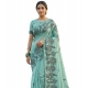 Generic Women's Linen Cotton Printed Saree With Unstitched Blouse 5.5Mtr (Sea Green)